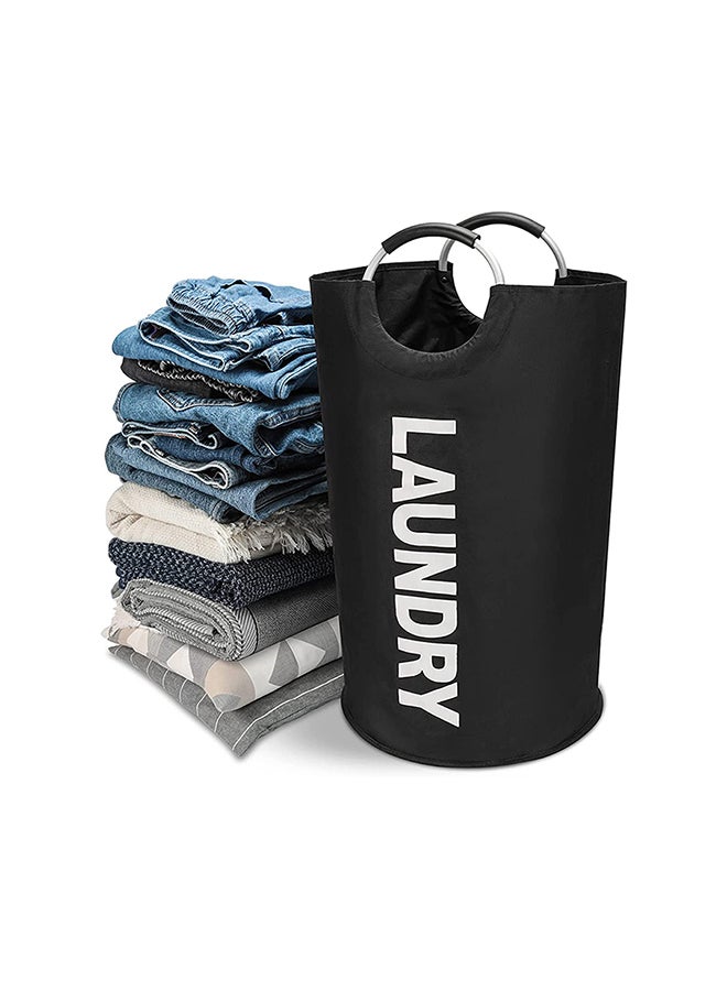 Large Laundry Collapsible Basket with Handle Black 79x43cm  - Image 1