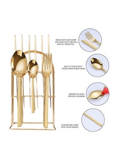 Sunhome 24-Piece Cutlery Set With Stand Gold 8.26x0.98cm  - Image 3