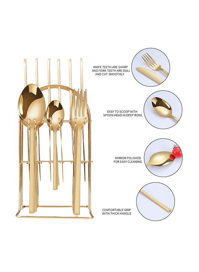 Sunhome 24-Piece Cutlery Set With Stand Gold 8.26x0.98cm  - Image 3