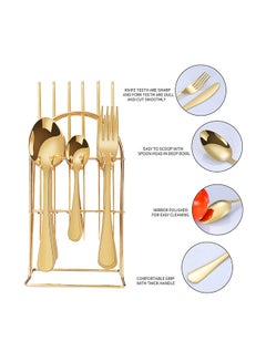 Sunhome 24-Piece Cutlery Set With Stand Gold 9.05x5.11x4.96cm  - Image 4