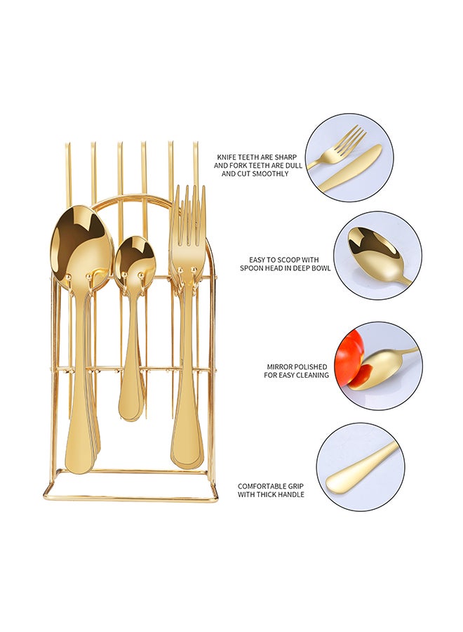 Sunhome 24-Piece Cutlery Set With Stand Gold 9.05x5.11x4.96cm  - Image 4