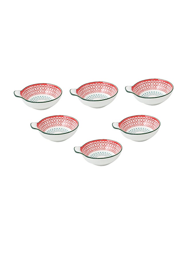 Shuer 6-Piece Hand-Painted Saucer With Handle Red 11.2x9.5x4cm - Image 1