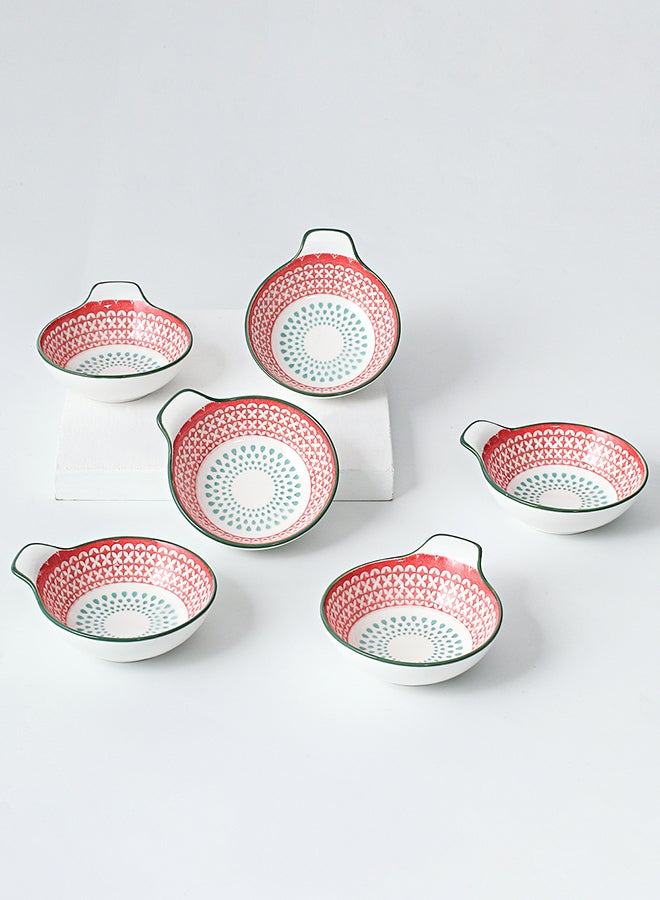 Shuer 6-Piece Hand-Painted Saucer With Handle Red 11.2x9.5x4cm - Image 3