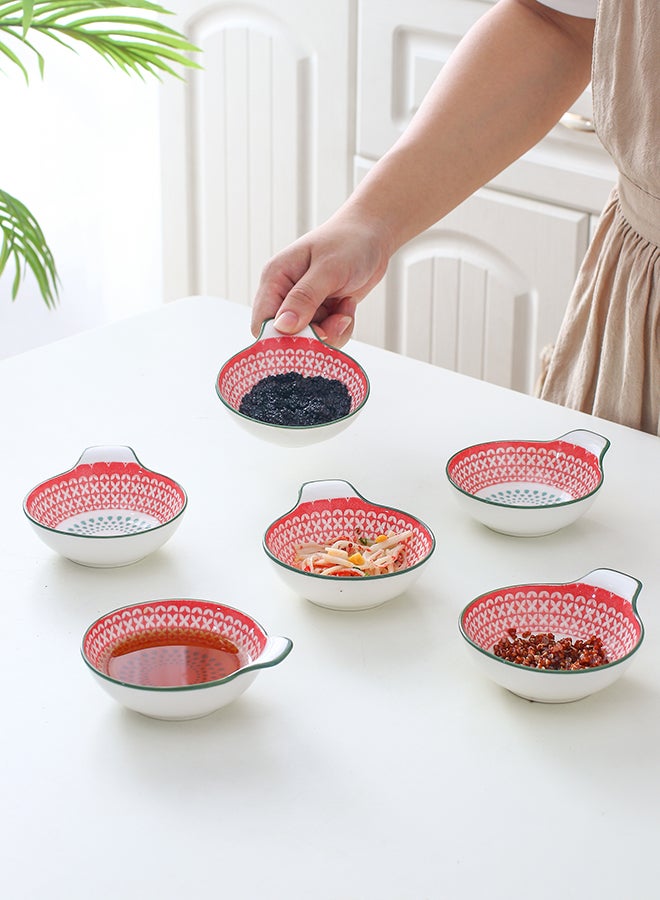 Shuer 6-Piece Hand-Painted Saucer With Handle Red 11.2x9.5x4cm - Image 4