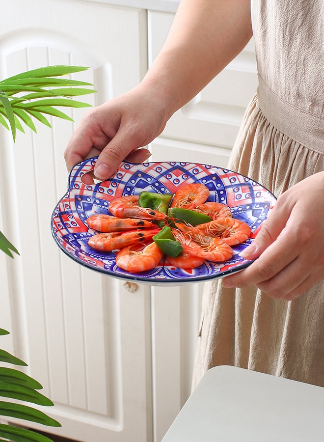 شور طقم أطباق دائرية مطلية يدويا مكون من 4 قطع متعدد الألوان 23.5x20x4سم - Image 4