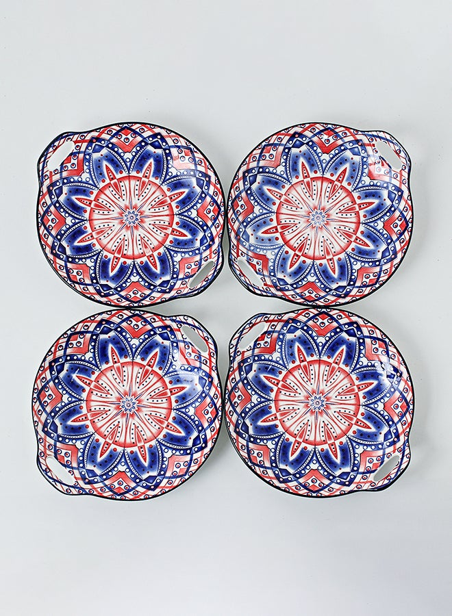 شور طقم أطباق دائرية مطلية يدويا مكون من 4 قطع متعدد الألوان 23.5x20x4سم - Image 2