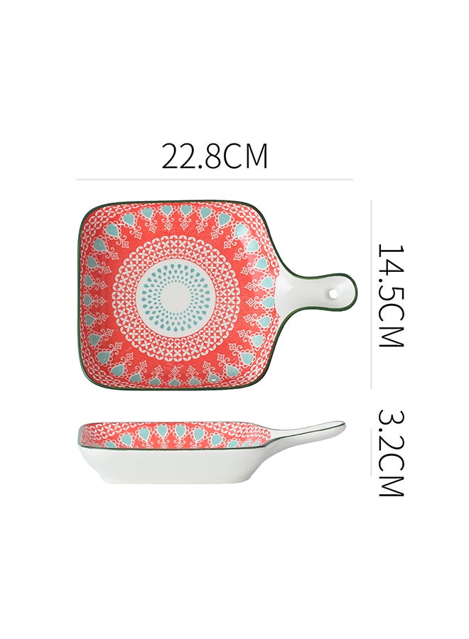 شور - طقم أطباق مطلية يدويا مكون من 4 قطع متعدد الألوان 22.8x14.5x3.2سم - Image 1