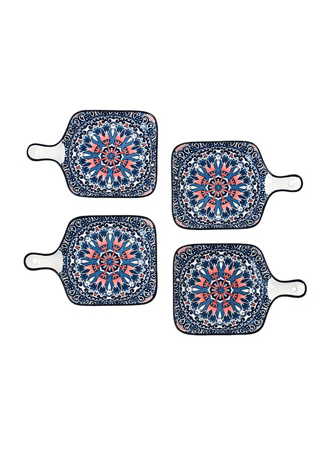 Shuer 4-Piece Hand-Painted Plate Blue 22.8x14.5x3.2cm  - Image 1
