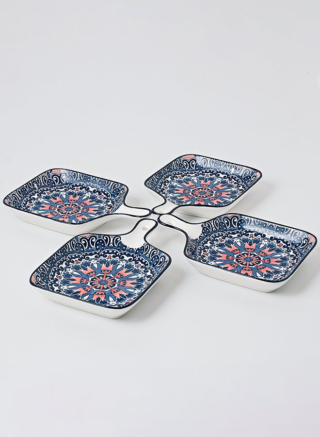 Shuer 4-Piece Hand-Painted Plate Blue 22.8x14.5x3.2cm  - Image 3