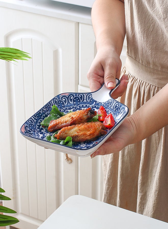 Shuer 4-Piece Hand-Painted Plate Blue 22.8x14.5x3.2cm  - Image 4