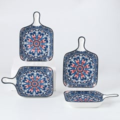 شور طقم أطباق مطلية يدويا مكون من 4 قطع أزرق 22.8x14.5x3.2سم  - Image 2