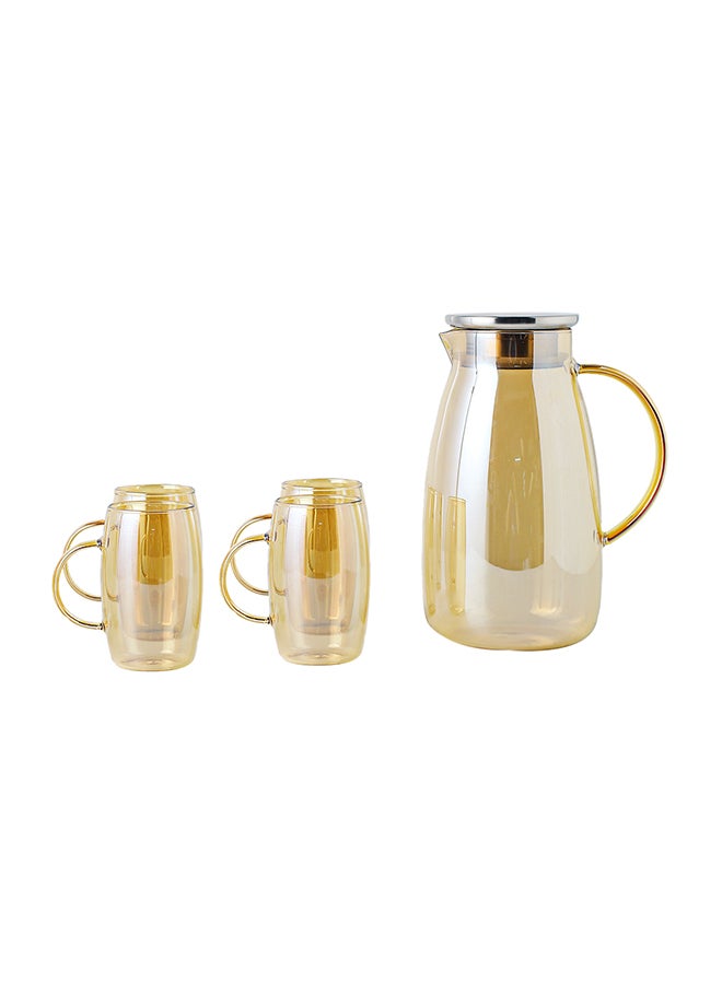 شور طقم غلاية وزجاج مكون من 5 قطع بني 22.3x16.5x9سم  - Image 1