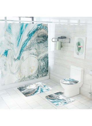 4-Piece Marble Toilet Cover Floor Non-Slip Mat Set Multicolour 180x180cm - v1635438666/N51281680A_1