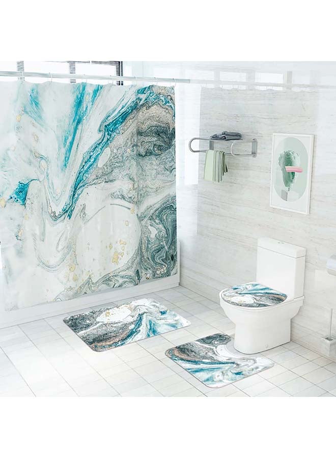 Sharpdo 4-Piece Marble Toilet Cover Floor Non-Slip Mat Set Multicolour 180x180cm - Image 1