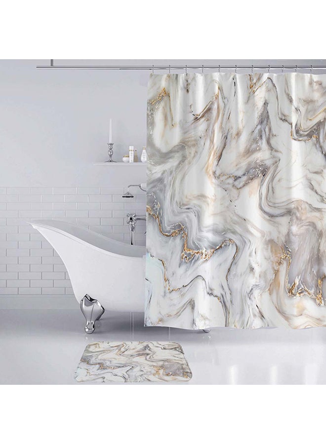 Sharpdo 4- Piece Digital Printing Shower Curtain Floor Mat Multicolour 180x180cm  - Image 3
