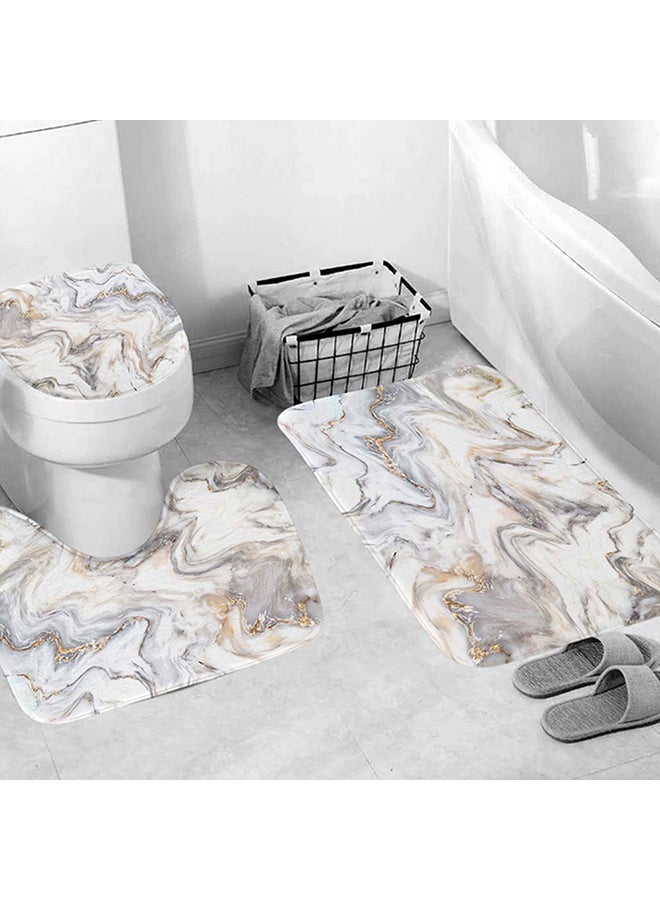 Sharpdo 4- Piece Digital Printing Shower Curtain Floor Mat Multicolour 180x180cm  - Image 4