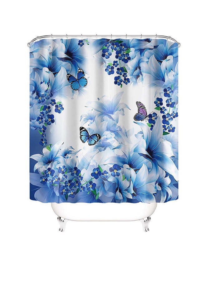 Sharpdo - 4-Piece Digital Print Shower Curtain And Floor Mat Set Multicolour 180x180cm - Image 1