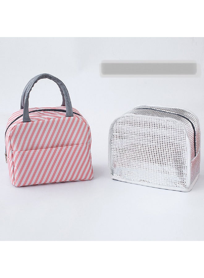 شاربدو حقيبة عازلة للحرارة لعلبة الغداء وردي/ أبيض 24x14x18سم - Image 3
