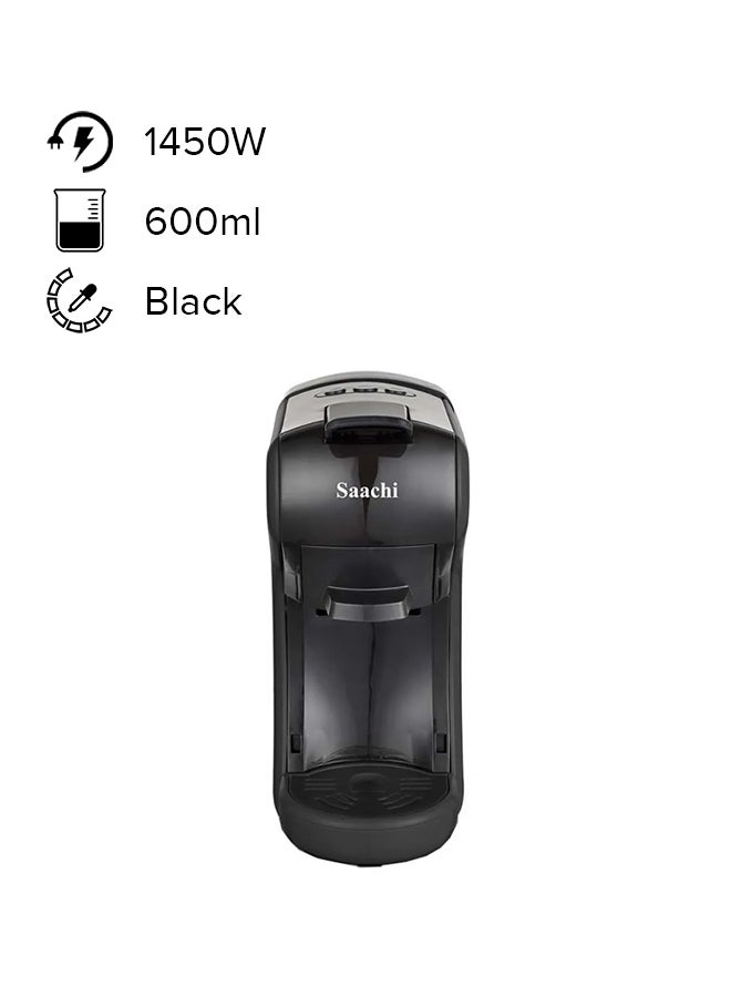 Saachi - Multi Capsule Coffee Machine with 19 Bar Automatic Steam Pressure Pump, Compatible with Coffee Powder, Nespresso and Dolce Gusto Capsules 1450 W NL-COF-7058C-BK Black - Image 1