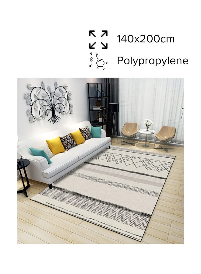 GOOTOY Warm Luxurious Modern Printed Rectangular Anti-Slip Carpet Off-White/Black 140x200cm 