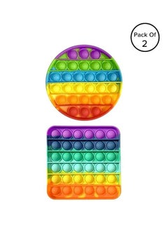 XiuWoo Assorted 2-Piece Push Bubble Sensory Fidget Multipurpose Stress-Relieving Decompression Toy Set 12.5x1.5x.12.5cm  - Image 1