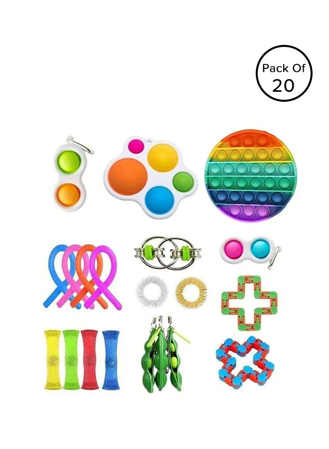 XiuWoo - 20-Piece Simple Dimple Mini Bubble Ergonomic Stress Relief Sensory Fidget Toy Set - Image 1