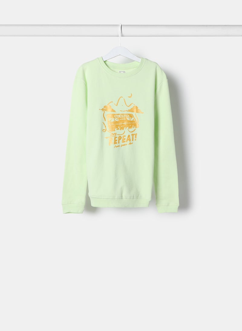 NEON - Long Sleeve Round Neck Sweatshirt Light Green - Image 1