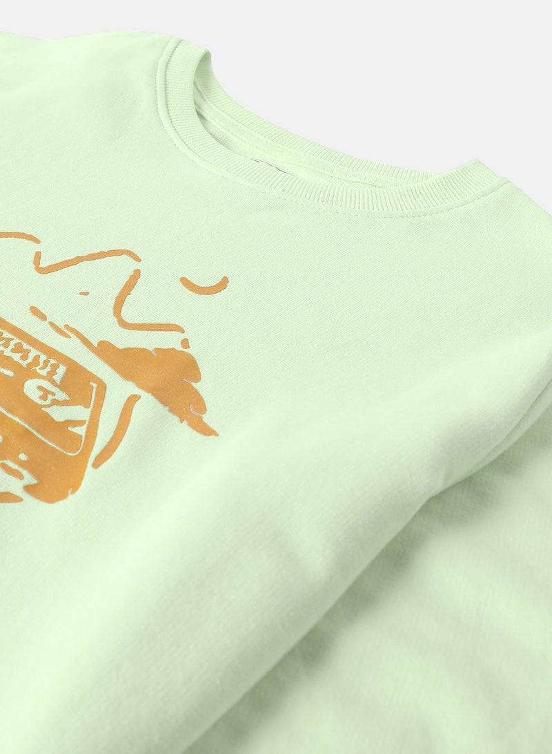 NEON - Long Sleeve Round Neck Sweatshirt Light Green - Image 1