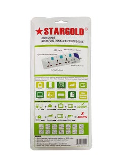 Stargold 3250 Watts Universal 3-Way Power Extension Socket With Cable And Individual Switch 13A Fused UK Plug White 5meter  - Image 3