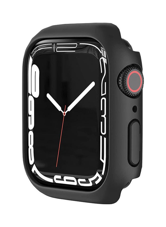 غطاء حماية صلب غير لامع من البولي كربونات مقاوم للصدمات لساعة أبل 7 مقاس 45 مم، بدون لاصقة حماية للشاشة أسود - Image 2