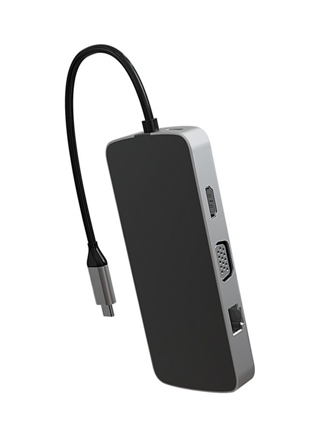 10-in-1 USB Hub Type C Adapter With 4K HDMI Port Grey - Image 2