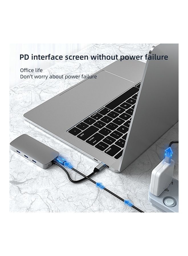 10-in-1 USB Hub Type C Adapter With 4K HDMI Port Grey - Image 5