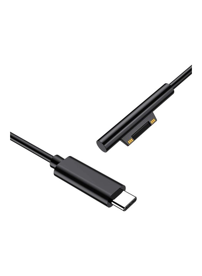 Surface to USB-C Charging Cable 15V/3A Compatible with PD Charger Type C Adapter for Microsoft Surface Pro 7/6/5/4/3 Black