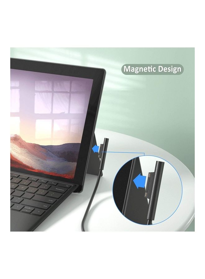 Surface to USB-C Charging Cable 15V/3A Compatible with PD Charger Type C Adapter for Microsoft Surface Pro 7/6/5/4/3 Black