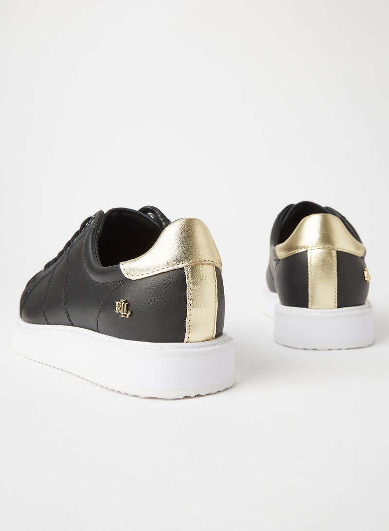 لورين رالف لورين Angeline II Lace Up Sneakers Black  - Image 3