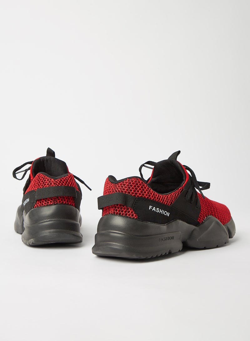 QUWA Lace-Up Low Top Sneakers Red  - Image 3