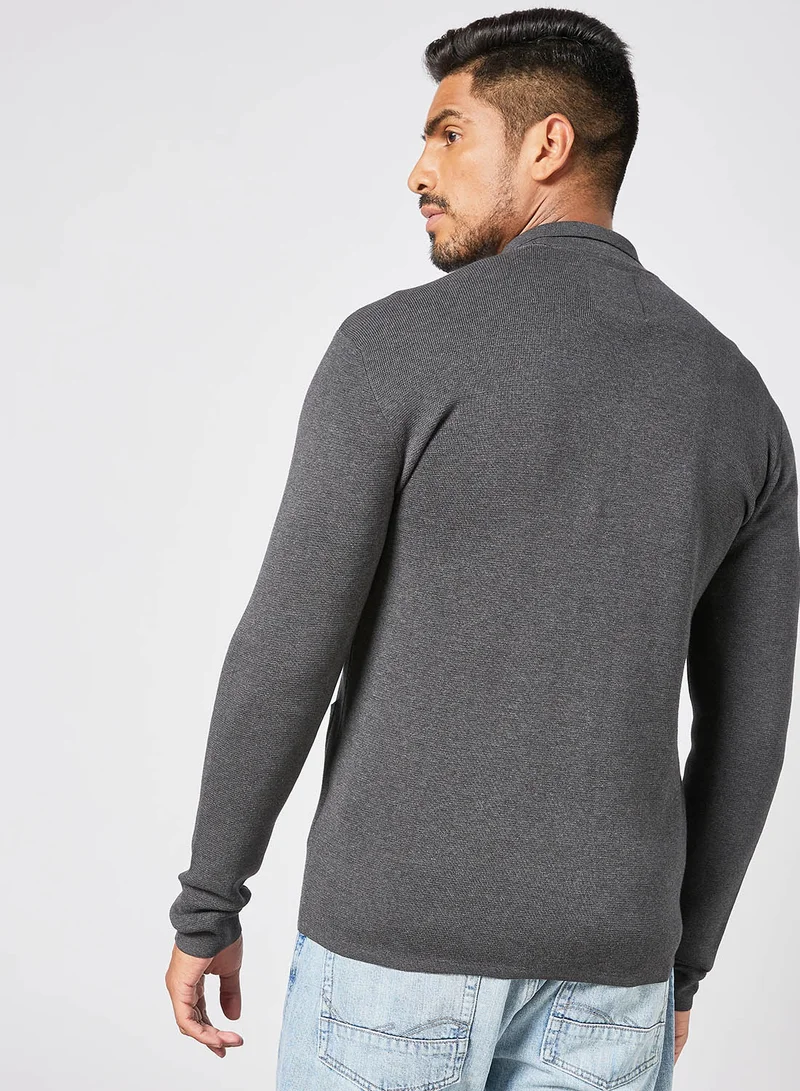 JACK & JONES Knitted Button Down Cardigan Grey