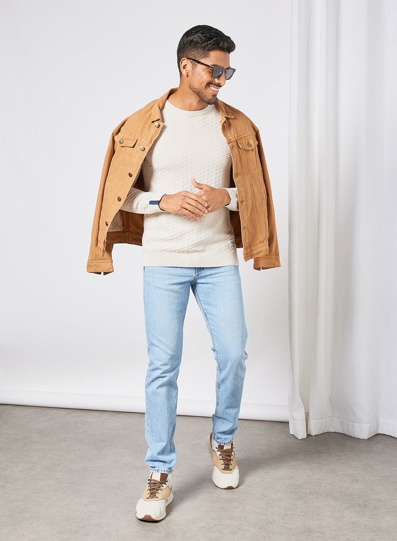 JACK & JONES - Knitted Crew Neck Sweater Beige - Image 1