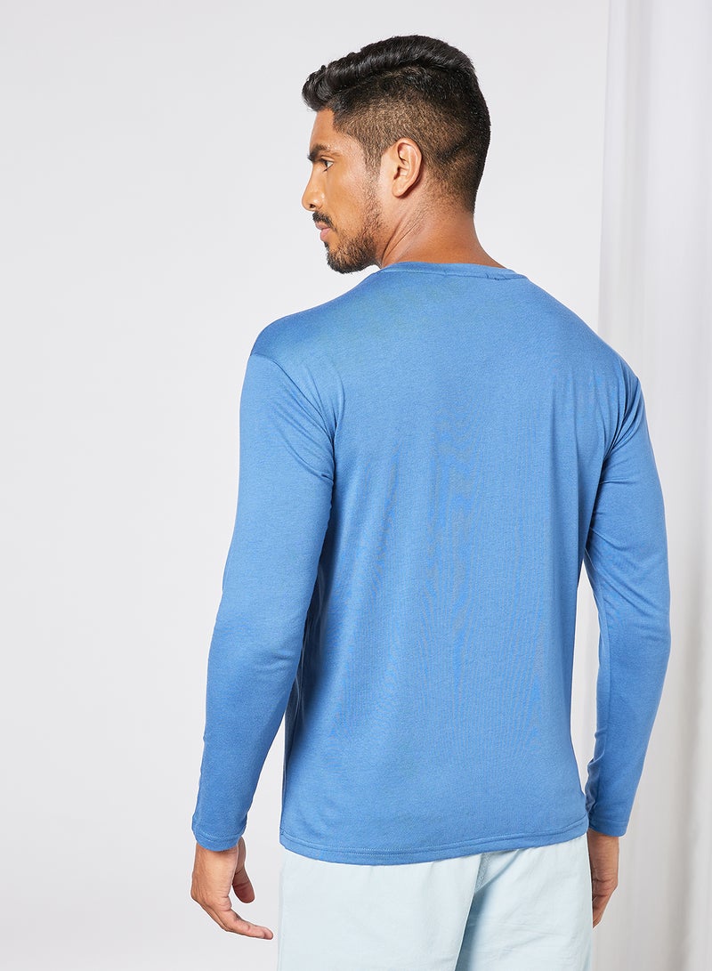 قوة تيشيرت كاجوال بأكمام طويلة وفتحة رقبة مستديرة مزين بطباعة رسوم متحركة طباعة كحلي - Image 4