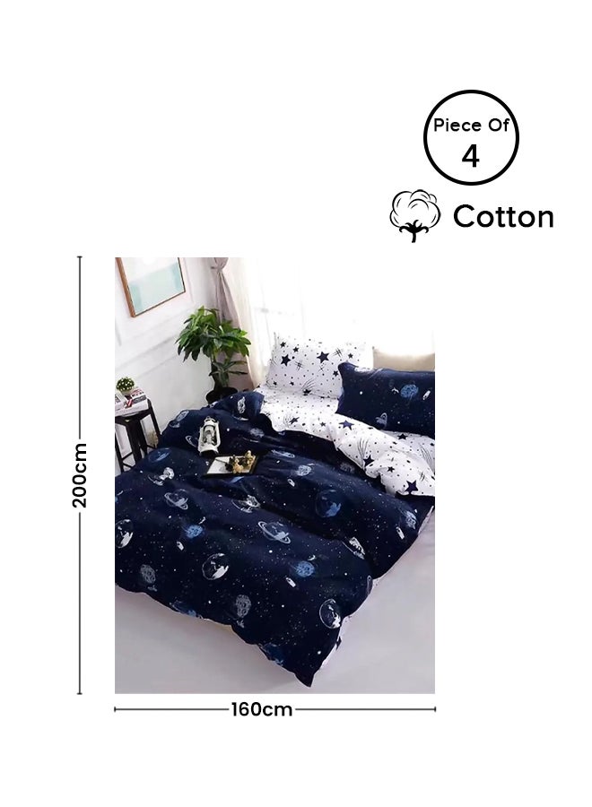 Deals for Less - 4-Piece Premium Quality Dream Galaxy Design Super Soft Single Size Bedding Set Cotton Blue/White - Image 1