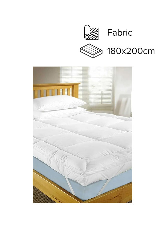 Maestro Premium Quality Long Lasting Spill And Stain Resistant Washable Light Weight Soft Material Mattress Topper Fabric White 180x200cm