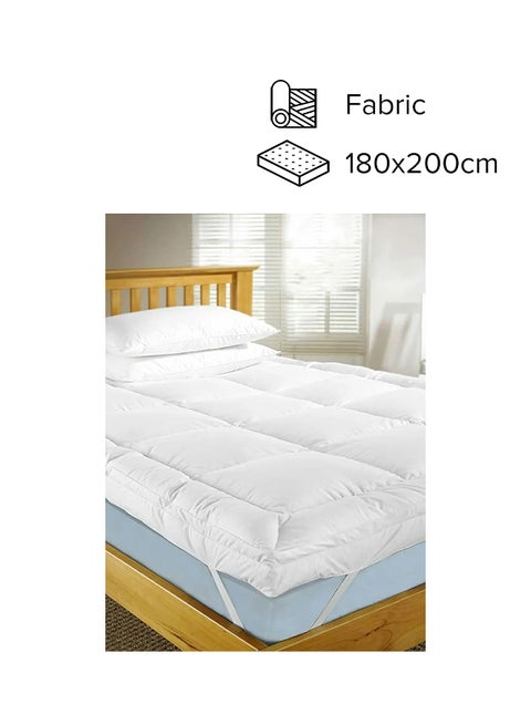 Premium Quality Long Lasting Spill And Stain Resistant Washable Light Weight Soft Material Mattress Topper Fabric White 180x200cm