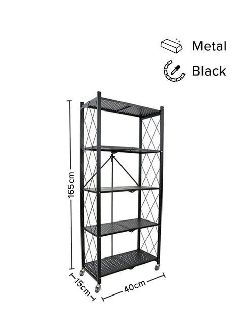 5-Tire Kitchen Storage Rack Black 165x40x15cm