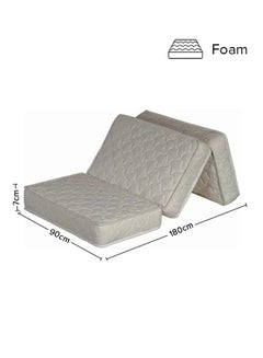 3-Piece Medicated Quilted Folding Foam Mattress For Home White 180x90x7cm