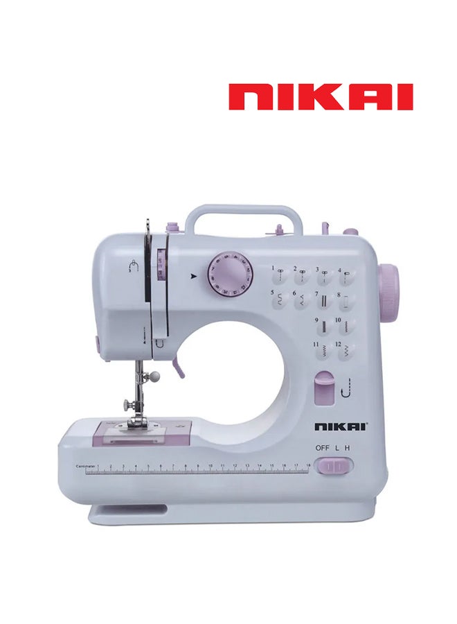 NIKAI - Mini Multi-Function Household Sewing Machine Built In Stitch Patterns NHSM505 White - Image 1