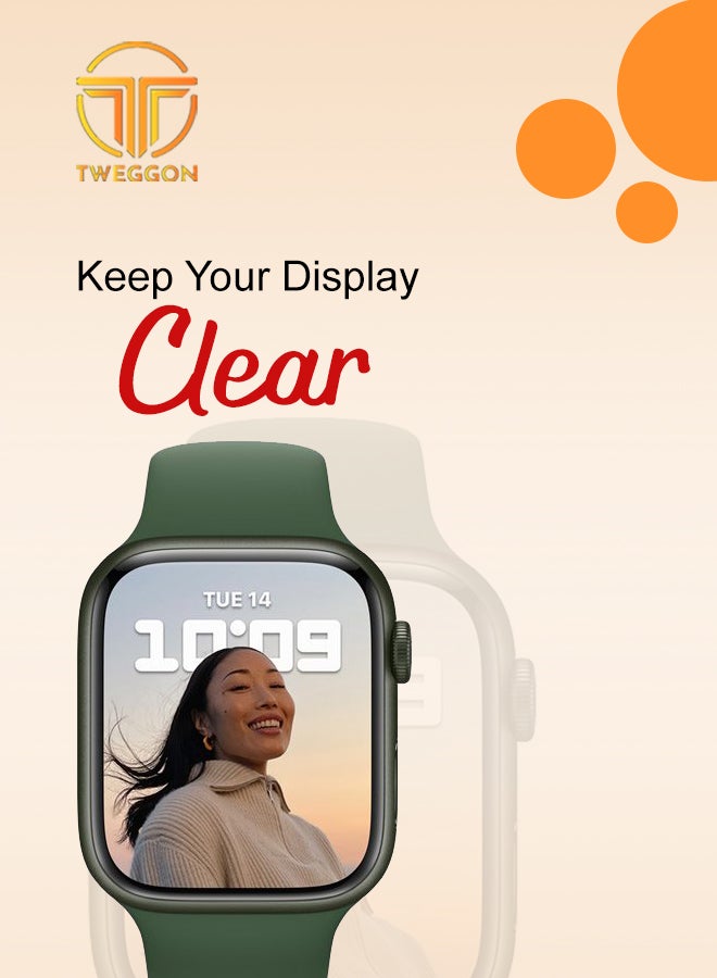 TWEGGON - Full Cover Screen Protector 3pcs  For Apple Watch Series 8 & 7 45mm Black/Clear - Image 1