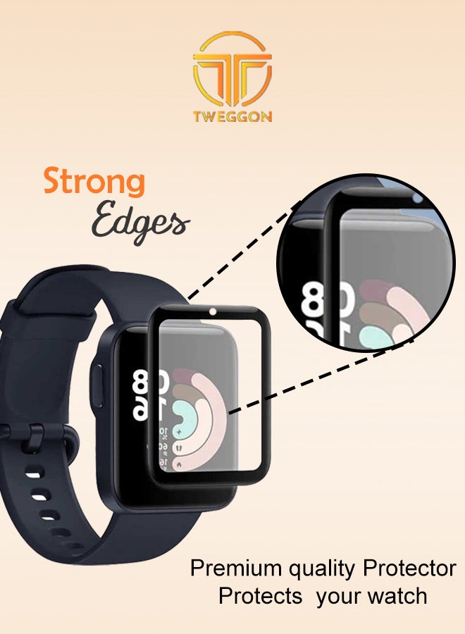 TWEGGON - Full Cover Screen Protector 3 pcs For Mi Watch Lite Black/Clear - Image 1