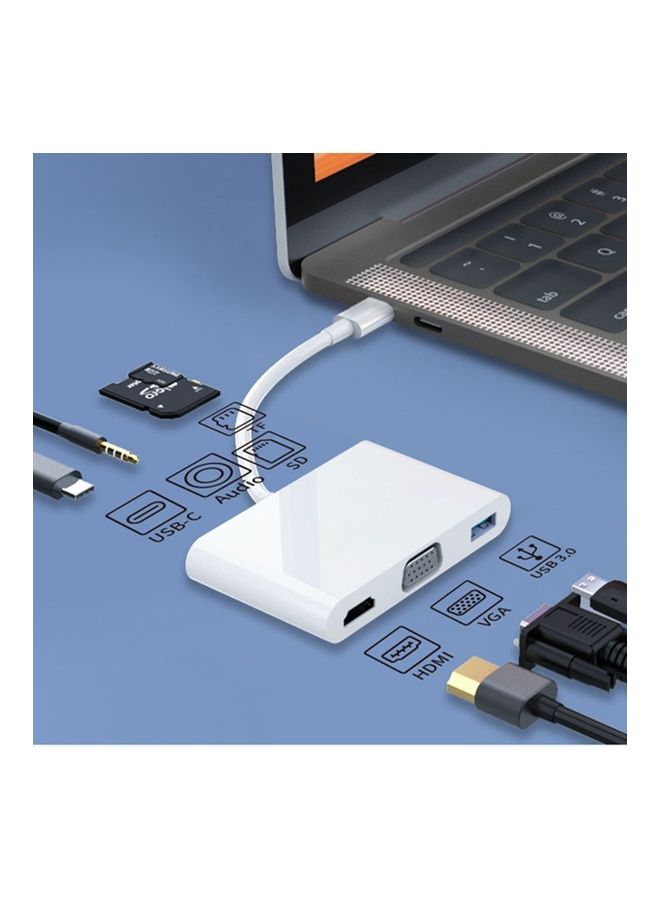 Generic 7-In-1 Type C USB Hub Adapter With 4K HDMI Port White  - Image 4