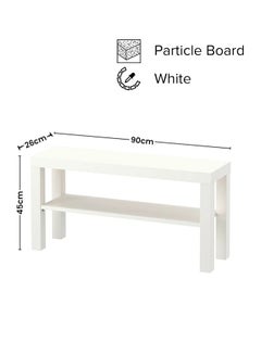 Rectangular Shape Two Tier TV Bench 	 45x90x26 cm Particle Board White