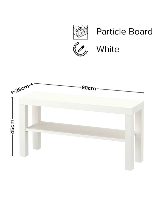 ZENHOME - Rectangular Shape Two Tier TV Bench 	 45x90x26 cm Particle Board White - Image 1